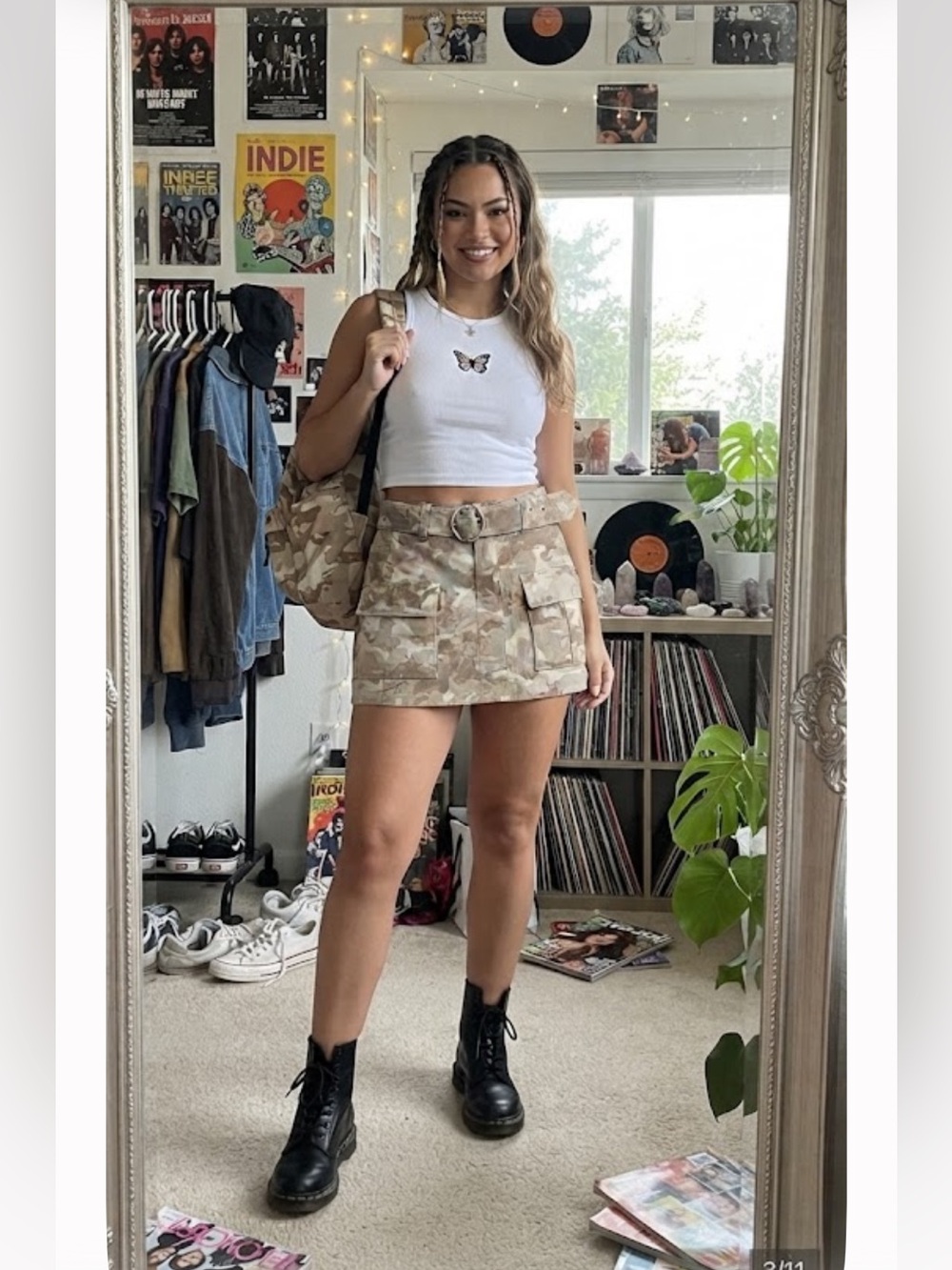NWT Banjara Desert Camo Cargo Belted Mini Skirt Y2K Grunge Gorpcore 22" Waist 00